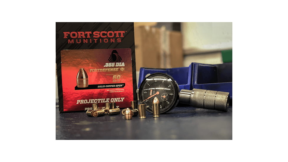 Fort Scott Munitions Projectile Pistol Bullets, .355 Caliber, 115 gr, CNC Machined Copper, 50 Bullets, .355-095-SCP