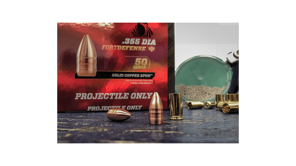 Fort Scott Munitions Projectile Pistol Bullets, .355 Caliber, 125 gr, CNC Machined Copper, 50 Bullets, .355-115-SCP
