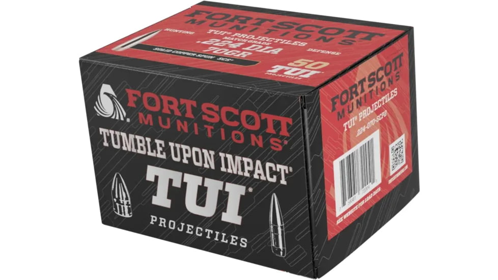 Fort Scott Munitions Projectile Rifle Bullets, .225 Caliber, 70 Grain, CNC Machined Copper, 50 Bullets, .224-070-SCP2