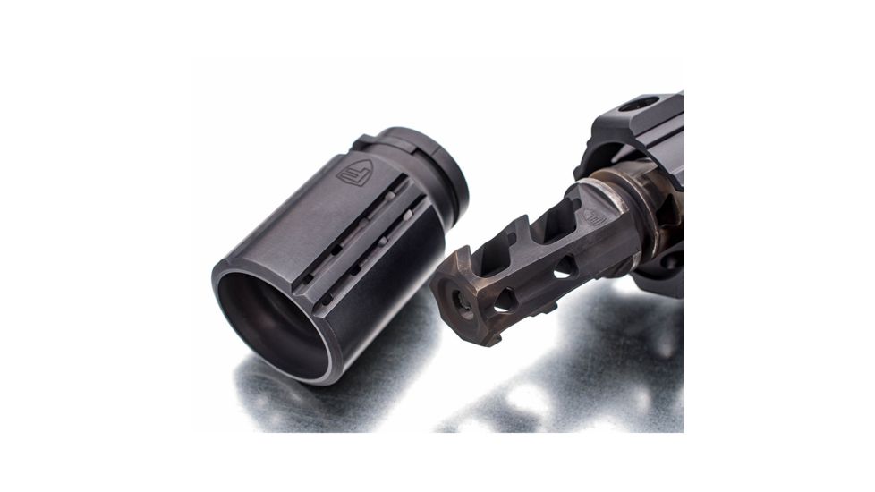 USED Fortis Manufacturing CONTROL Shield w/9mm Muzzle Brake, 1/2x28 TPI, Black Nitride, BNDL-9MM-28, EDEMO1, Used, Condition Fair, Installed/Mounted