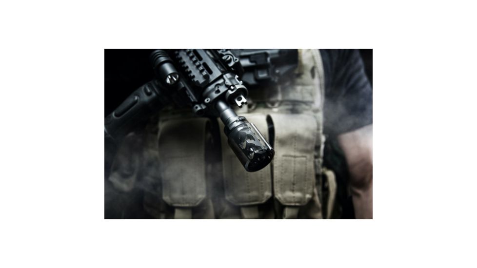 USED Fortis Manufacturing CONTROL Shield w/9mm Muzzle Brake, 1/2x28 TPI, Black Nitride, BNDL-9MM-28, EDEMO1, Used, Condition Fair, Installed/Mounted