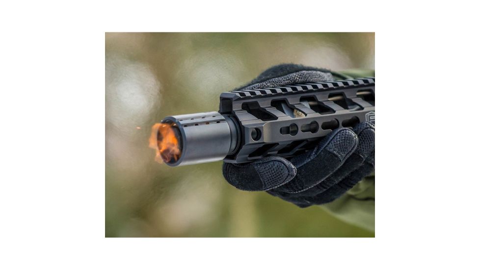 USED Fortis Manufacturing CONTROL Shield w/9mm Muzzle Brake, 1/2x28 TPI, Black Nitride, BNDL-9MM-28, EDEMO1, Used, Condition Fair, Installed/Mounted