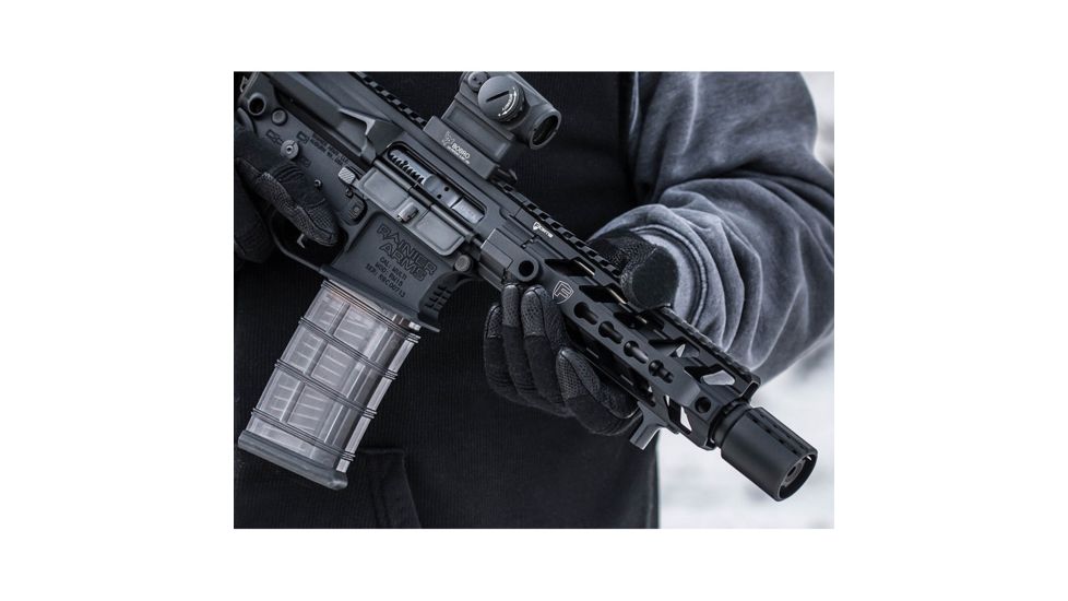 USED Fortis Manufacturing CONTROL Shield w/9mm Muzzle Brake, 1/2x28 TPI, Black Nitride, BNDL-9MM-28, EDEMO1, Used, Condition Fair, Installed/Mounted