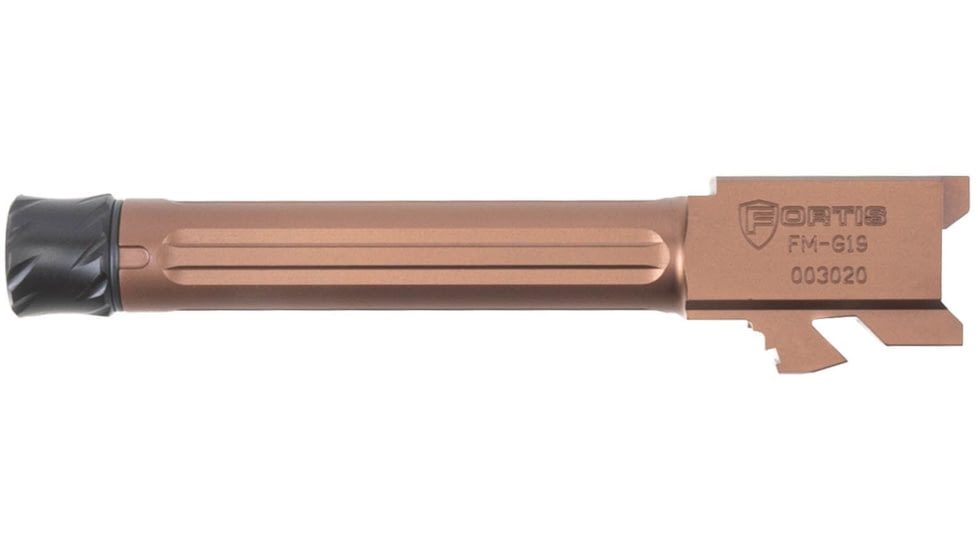 Fortis Manufacturing Glock Match Grade Barrel Threaded, Glock 19X with Lone Rifling, 9MM Luger, 1/2x28, 416R Stainless, Copper Tich, FM-G19-TB-CPPR