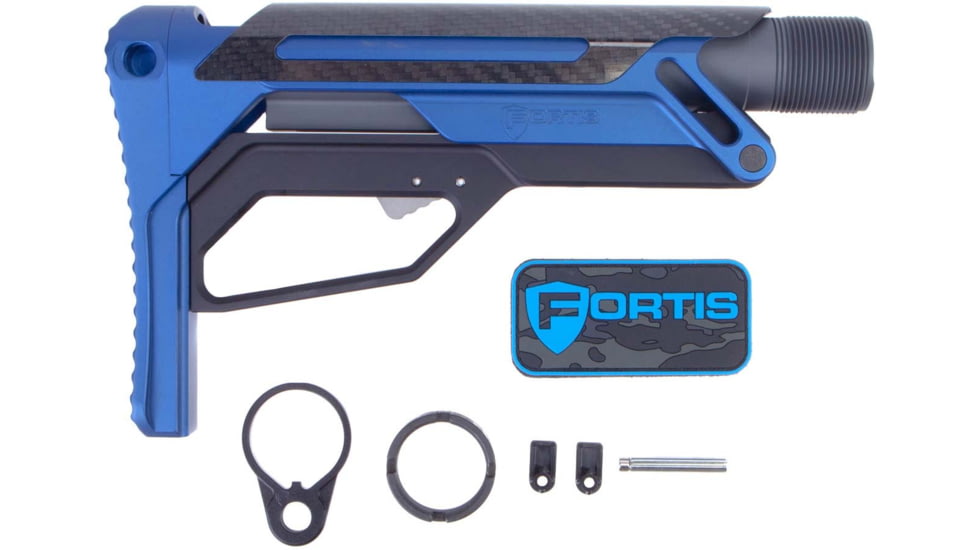 Fortis Manufacturing LA Stock Bundle Pack, Cerakoted buffer tube and Standard QD End Plate, Blue, LAS-BNDL-15-BLU