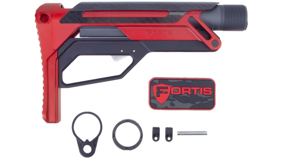 Fortis Manufacturing LA Stock Bundle Pack, Cerakoted buffer tube and Standard QD End Plate, Red, LAS-BNDL-15-RED