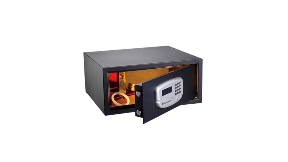 Fortress Wide Personal Home Safe w/ Digital Code, Medium, 7.7x17x14.6in, Black, 195JA