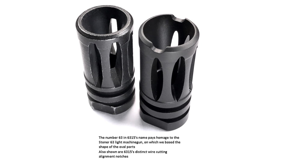 Forward Controls Design Stoner 63 LMG Style Flash Hider w/Crush Washer, 1/2x28, Nitride, Black, 6315