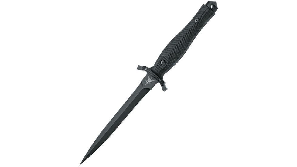 Fox Bellum Daga, Black G-10 Handle, Black Blade, Plain w/Sheath FX-0171100
