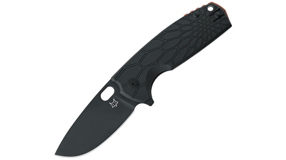Fox Core Linerlock Folding Knife, 3in Black Bohler N690 SS Blade, Black Textured Frn Handle, Thumb Pull, Pocket Clip, Designed By Jesper Voxnaes, Black, 01FX317