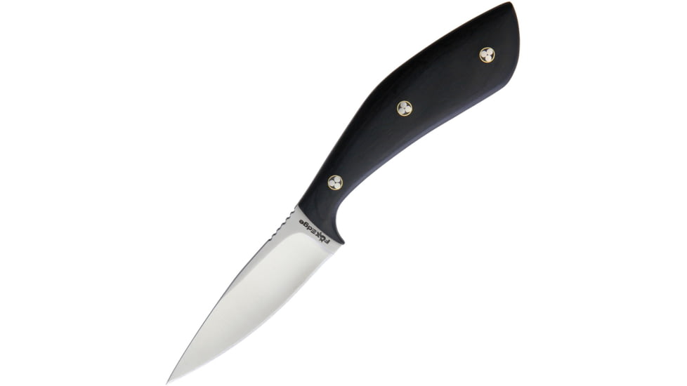 Fox Edge Fixed Blade Pakkawood Knife, 3 satin finish stainless blade, Black pakkawood handle, FE007