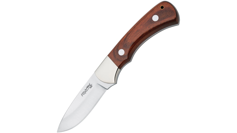Fox European Hunter Pakkawood Knife, 3 satin finish 440C stainless blade, Brown pakkawood handle, 02FX130