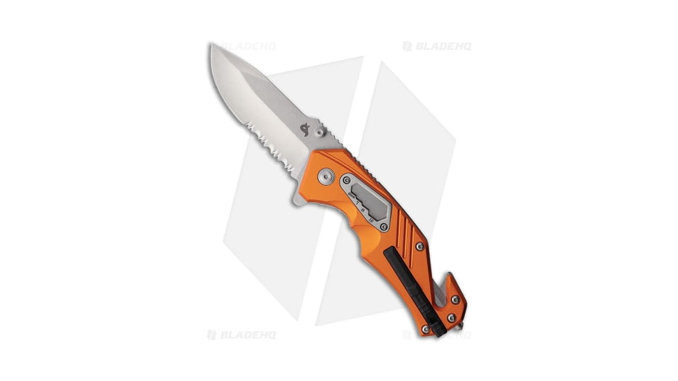 Fox Knives Americas Demand Folding Knife, 3.34in, D2, Drop Point Blade, Aluminum, Orange Handle, Orange/Gray, 7.87 inch, BHQ-211838