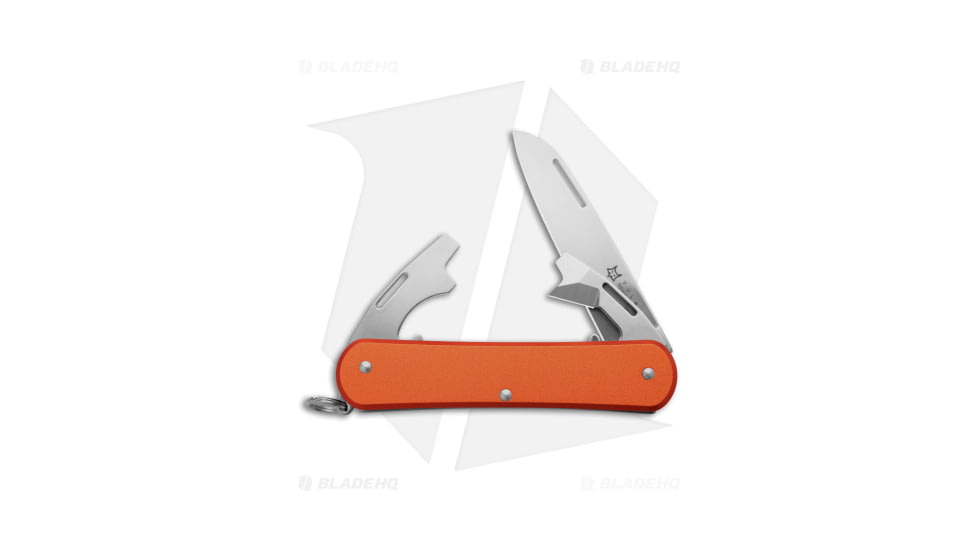 Fox Knives Americas Vulpis 3-in-1 Slipjoint Folding Knife, 2.20in, Bohler N690, Sheepsfoot Blade, Aluminum, Orange Handle, Orange/Steel, 5.125 inch, BHQ-179907