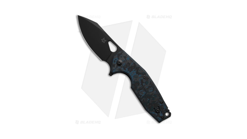 Fox Knives Americas Yaru Folding Knife, 2.88in, M398, Reverse Tanto Blade, Carbon Fiber, Black/Blue/Gray Handle, Black/Blue/Gray/Black, 6.88 inch, BHQ-192516