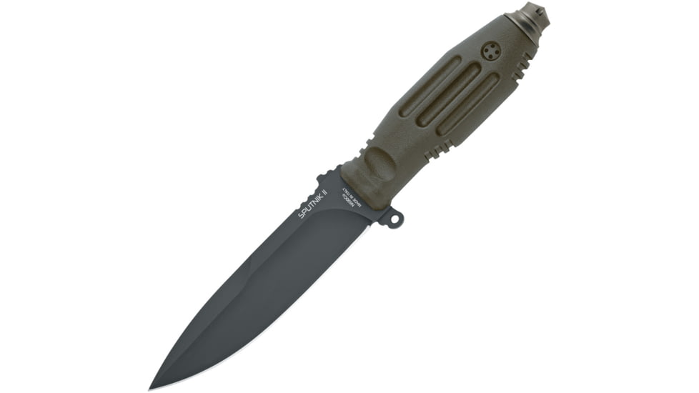 Fox Mars Sputnik 11 Fixed Blade Knife, 5.5 black coated Bohler N690 stainless blade, OD green Forprene handle, 02FX072