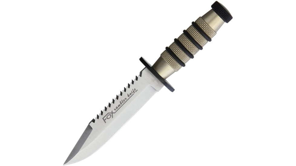 Fox Mini Fox Champagne Knife, 2.5 satin finish sawback stainless bowie blade, Champagne aluminum handle, 02FX103