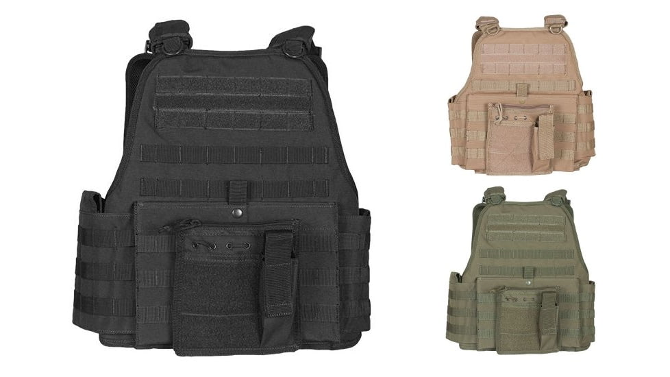 Fox Outdoor Big and Tall Vital Plate Carrier Vest, Black, Coyote, Olive Drab