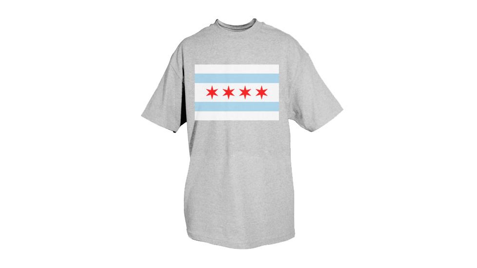 Fox Outdoor City of Chicago Flag Mens Tanks and Tees, Chicago Flag - Grey - T-Shirt, Large, 63-852 L