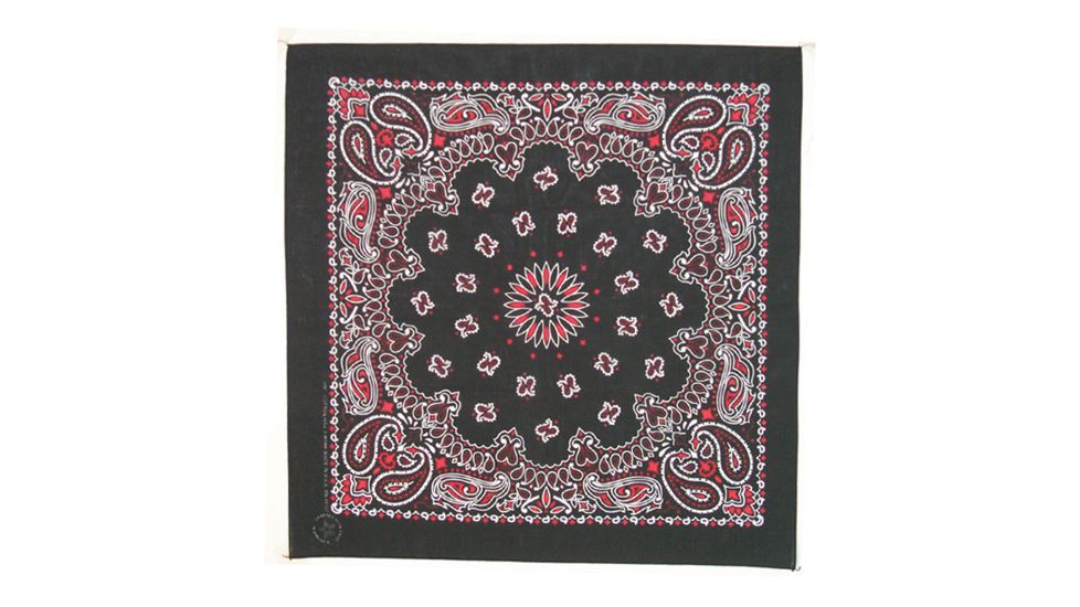 Fox Outdoor Cotton Bandanna, Black, Red, and White Paisley, 83-35