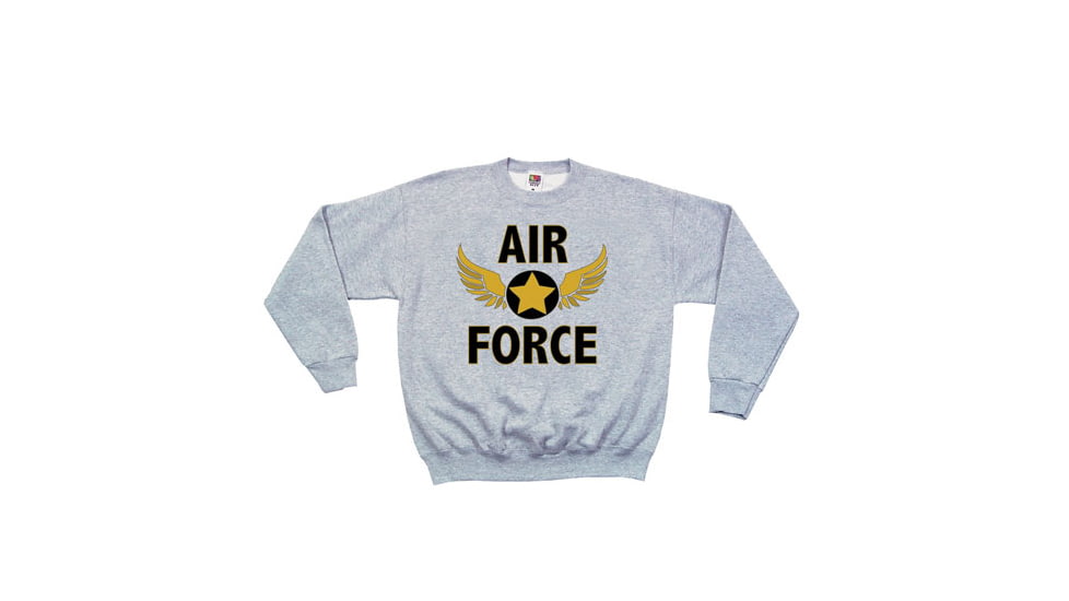 Fox Outdoor Crewneck Sweatshirt, Air Force Wings - Grey, Small, 64-6717 S