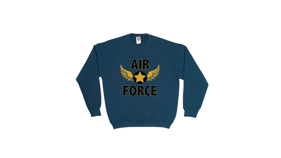 Fox Outdoor Crewneck Sweatshirt, Air Force Wings - Navy, Large, 64-6718 L