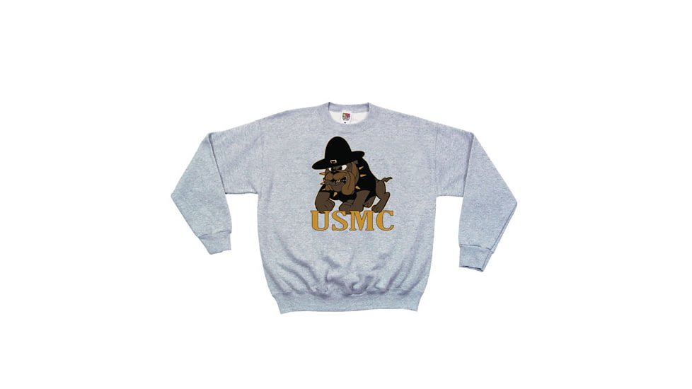 Fox Outdoor Crewneck Sweatshirt, Marines Bulldog - Grey, Large, 64-666 L