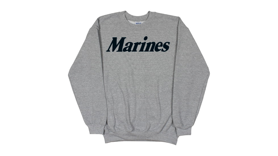 Fox Outdoor Crewneck Sweatshirt, Marines - Heather Grey - Black Imprint, Medium, 64-66 M