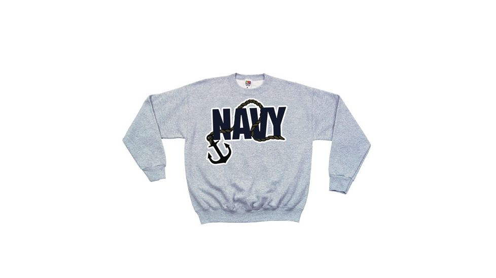 Fox Outdoor Crewneck Sweatshirt, Navy Anchor - Grey, Large, 64-6771 L