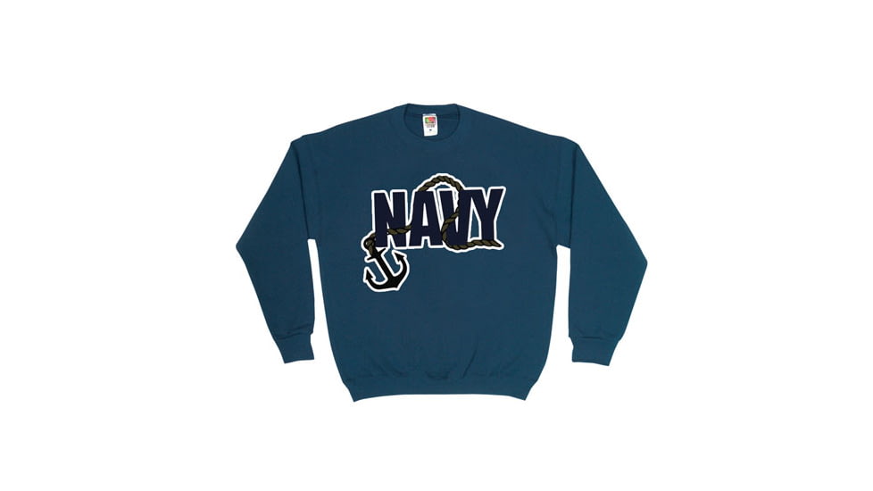 Fox Outdoor Crewneck Sweatshirt, Navy Anchor - Navy, Small, 64-6791 S