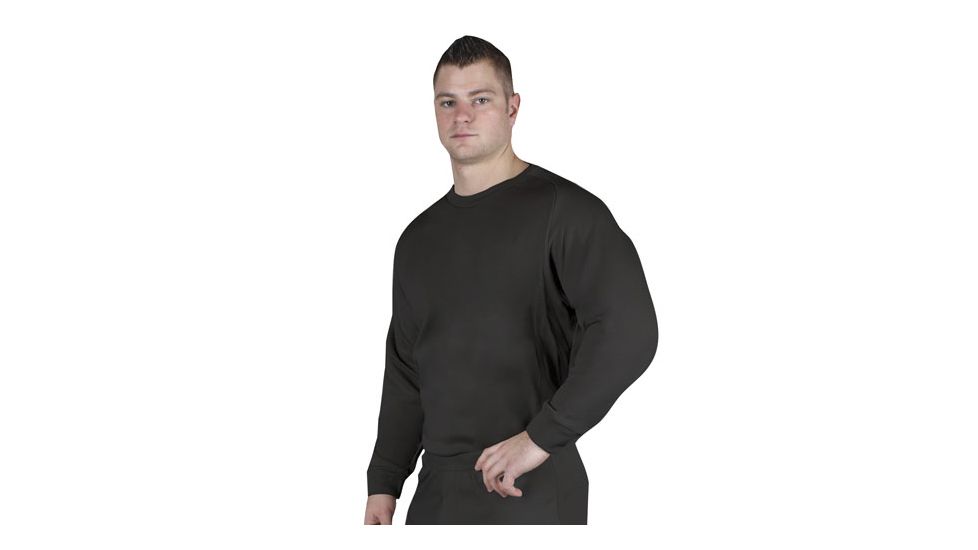 Fox Outdoor ECWCS Extreme Cold Weather Polypropylene Underwear Tops - Crewneck Top, Black, Small, 64-93 BL S