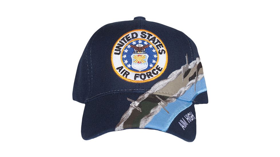 Fox Outdoor Embroidered Military Ball Cap, Air Force Insignia Barbwire / Navy, 78-545