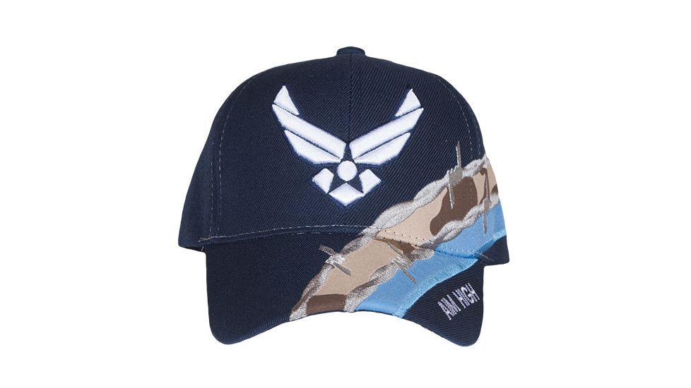 Fox Outdoor Embroidered Military Ball Cap, Air Force Wings Barbwire / Navy, 78-546