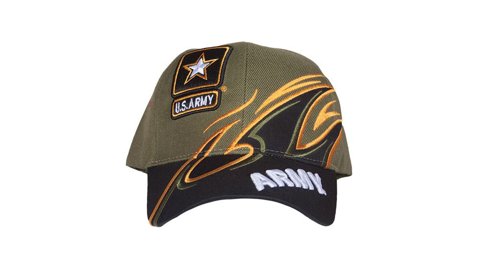 Fox Outdoor Embroidered Military Ball Cap, Army Shark Fin / OD with Black, 78-405