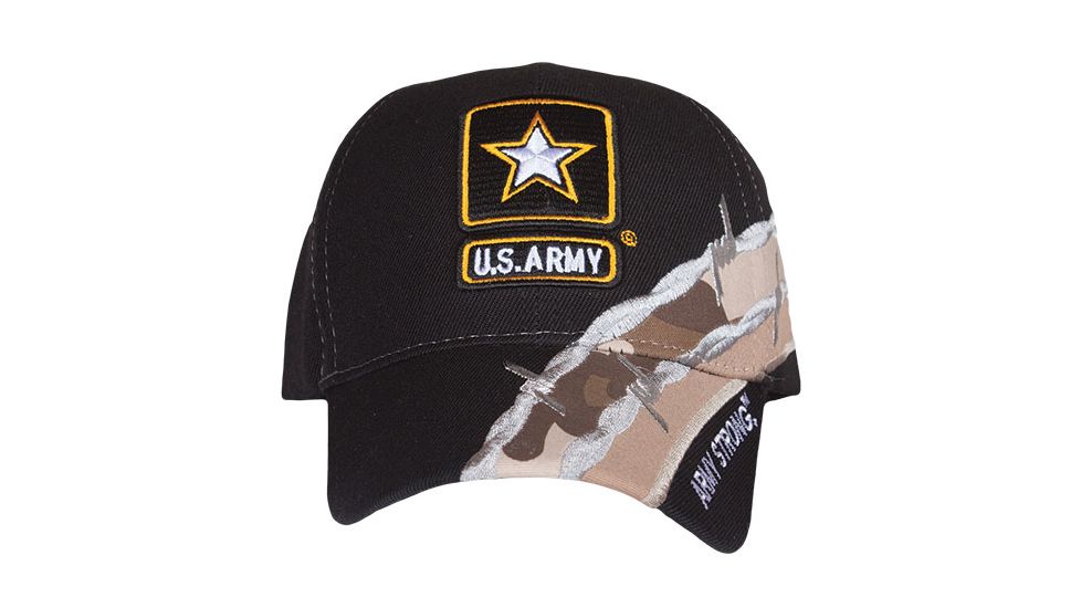 Fox Outdoor Embroidered Military Ball Cap, Army Star Barbwire / Black, 78-541