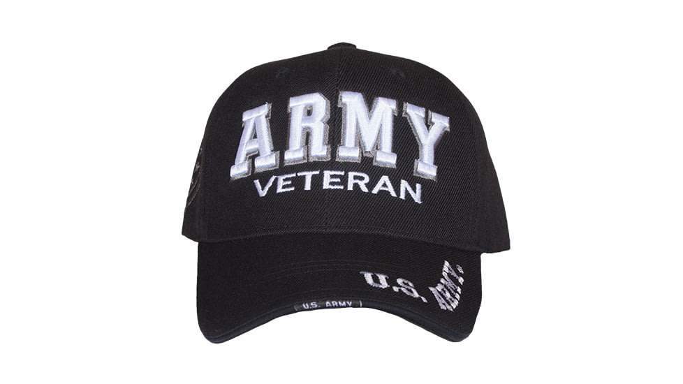 Fox Outdoor Embroidered Military Ball Cap, Army Veteran with Shadow / Black, 78-550