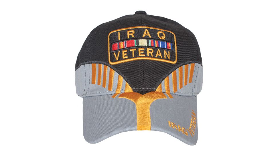 Fox Outdoor Embroidered Military Ball Cap, Iraq Veteran Heritage / Black with Grey, 78-4423