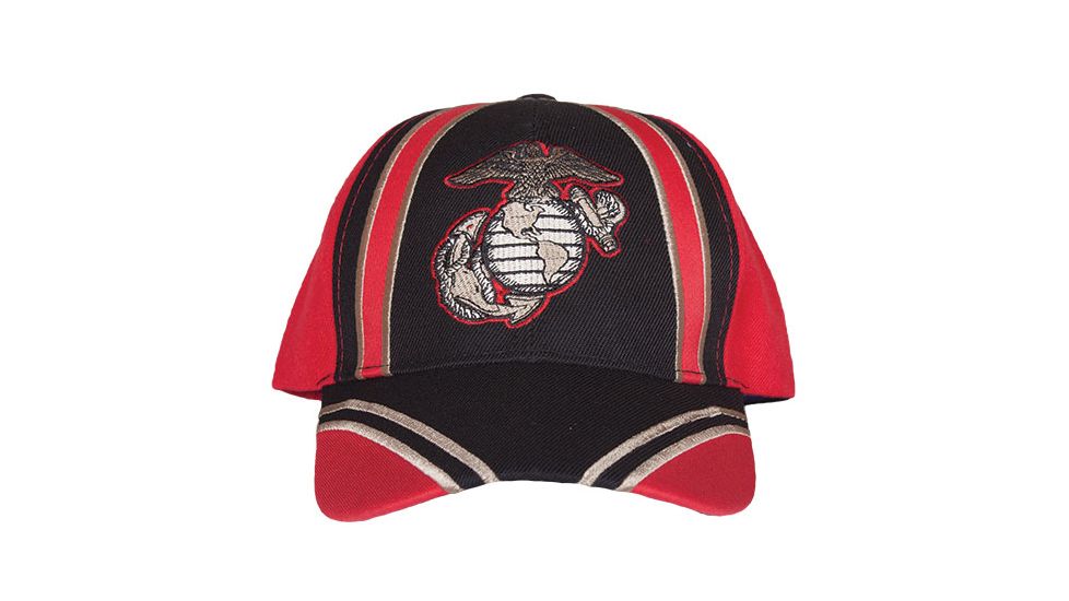 Fox Outdoor Embroidered Military Ball Cap, Marines Recon / Red with Black, 78-426
