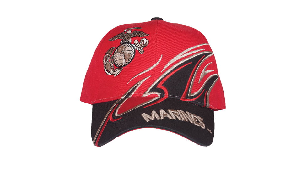 Fox Outdoor Embroidered Military Ball Cap, Marines Shark Fin/ Red with Black, 78-406