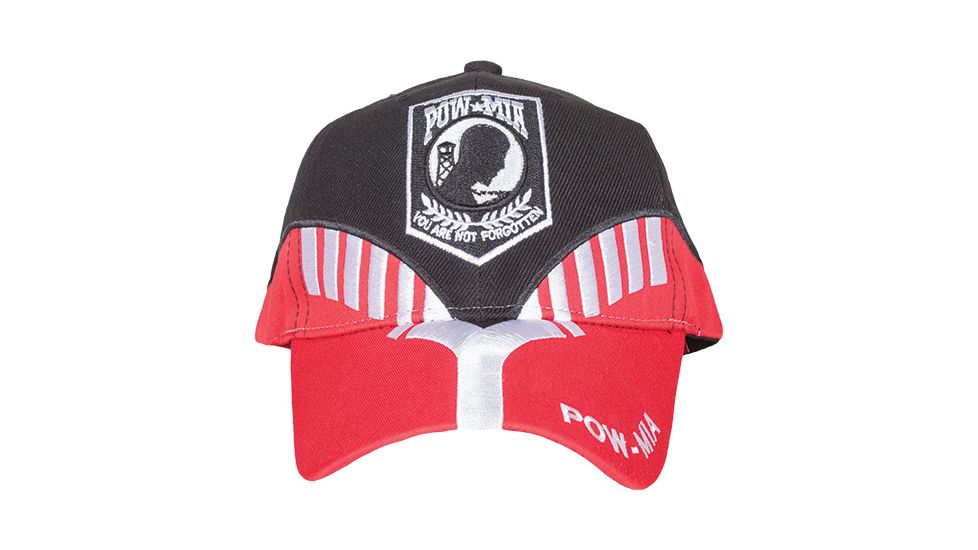 Fox Outdoor Embroidered Military Ball Cap, POW / MIA Heritage / Black with Red, 78-4455