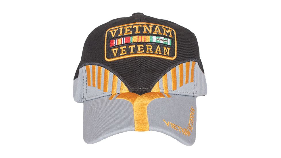 Fox Outdoor Embroidered Military Ball Cap, Vietnam Veteran Heritage / Black with Grey, 78-4422