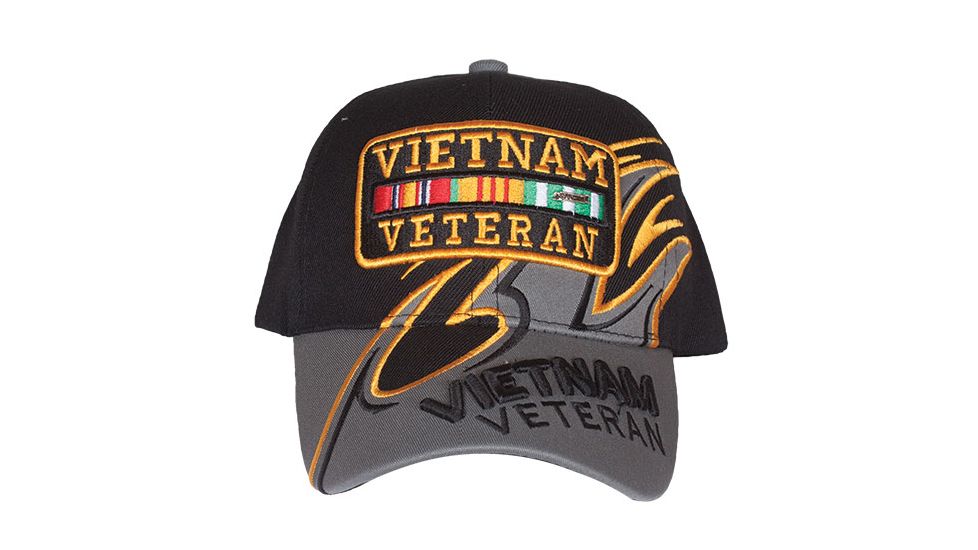 Fox Outdoor Embroidered Military Ball Cap, Vietnam Veteran Shark Fin / Black with Grey, 78-4521