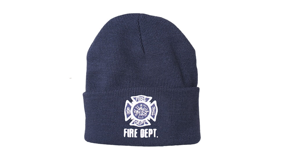Fox Outdoor Embroidered Watch Cap, Fire Dept. / Navy with White Logo, 71-385