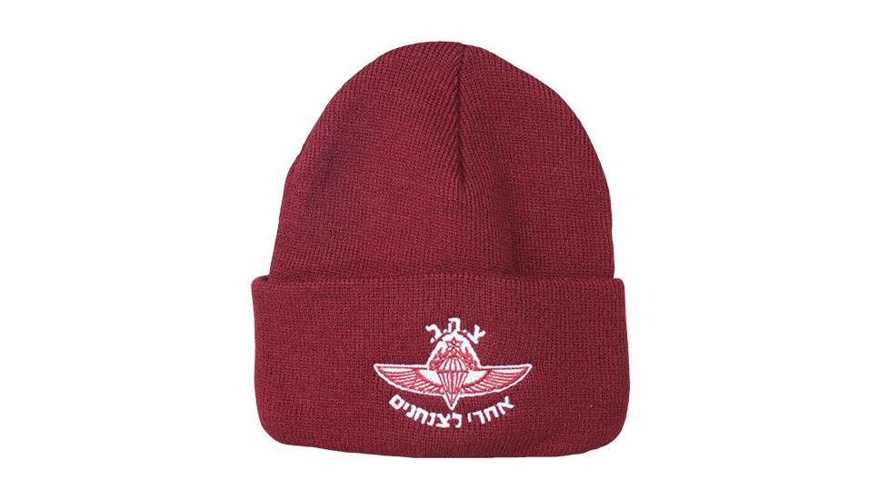 Fox Outdoor Embroidered Watch Cap, Israeili Paratooper / Burgundy with White Logo, 71-342