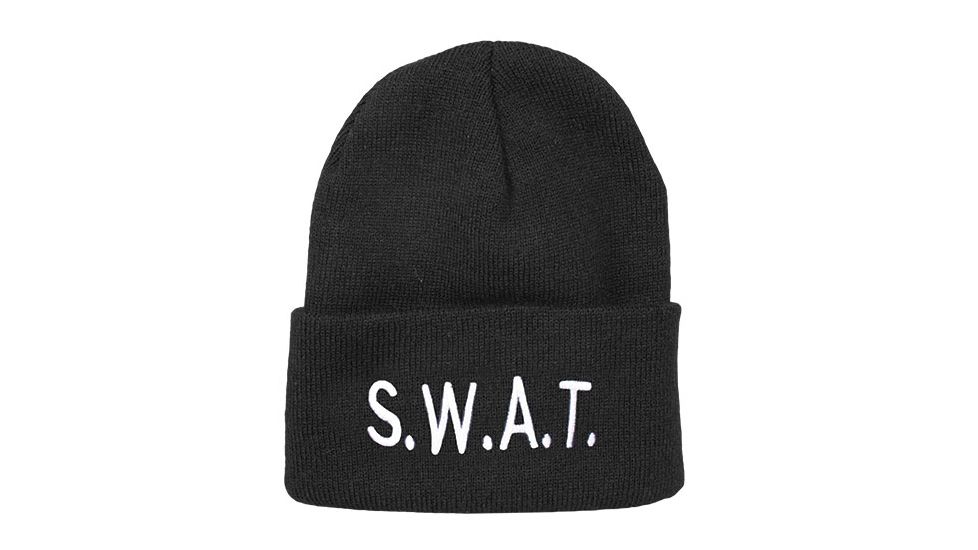 Fox Outdoor Embroidered Watch Cap, S.W.A.T. / Black with White Text, 71-36