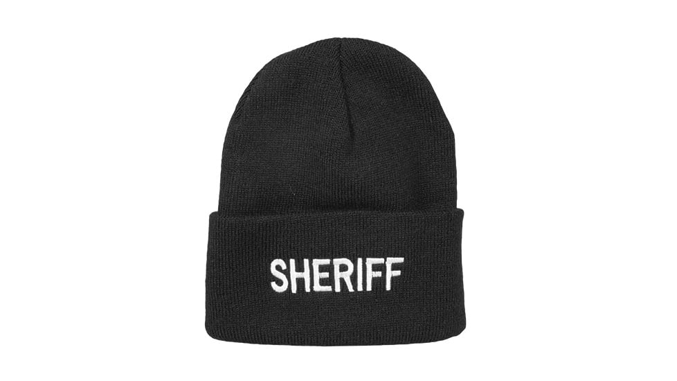 Fox Outdoor Embroidered Watch Cap, Sheriff / Black with White Text, 71-29