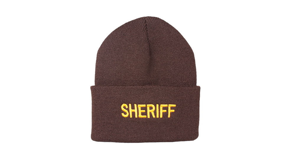 Fox Outdoor Embroidered Watch Cap, Sheriff / Brown with Gold Text, 71-295
