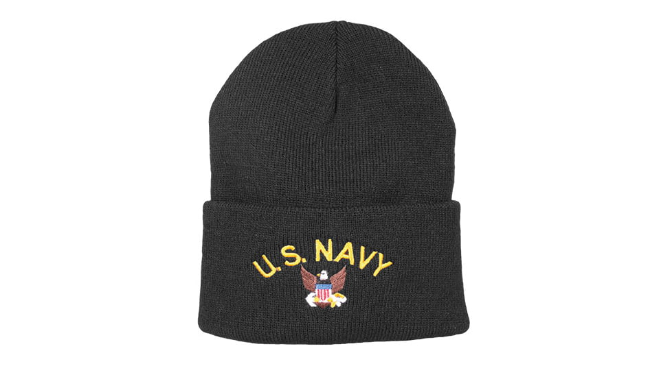 Fox Outdoor Embroidered Watch Cap, US Navy / Black with Color Logo, 71-335