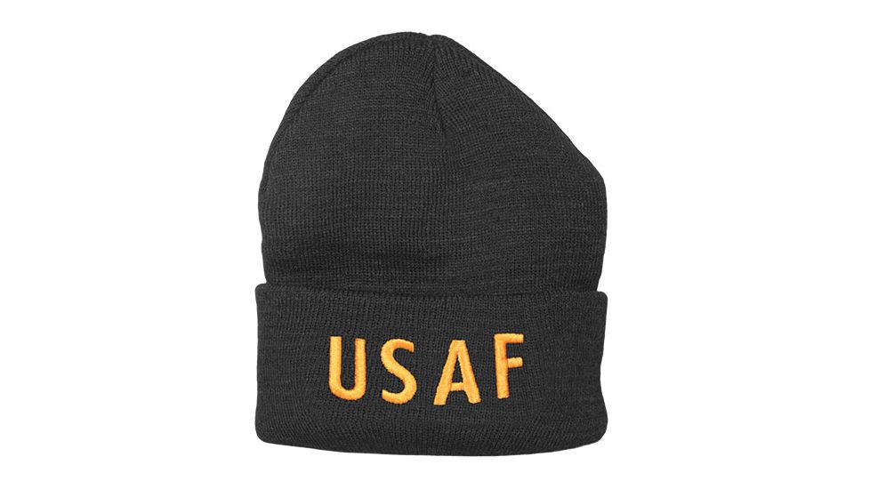 Fox Outdoor Embroidered Watch Cap, USAF / Black with Gold Text, 71-341