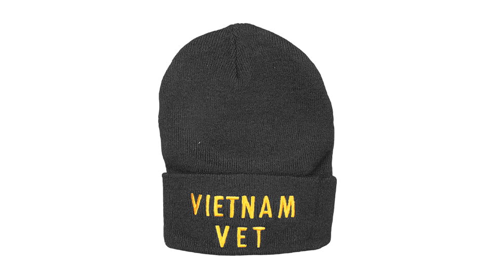 Fox Outdoor Embroidered Watch Cap, Vietnam Vet / Black with Gold Text, 71-361